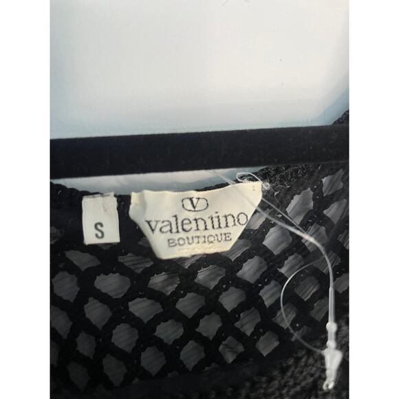 Valentino Boutique Rhinestone Tank Top Women S Black Fishnet Knit Sleeveless - Picture 3 of 7